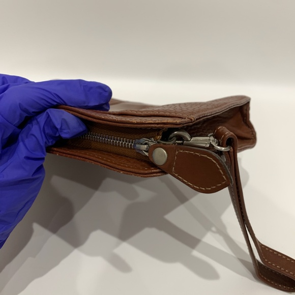 Burberrys Brown Leather Boston Sku#85586 (Gently used, rubbing, lost shape) - Picture 9 of 15